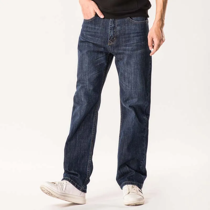 

100% Cotton Spring Summer Men Jeans Slight Classic Denim Pants Male Washed Baggy Blue Designer Causal Jeans Man
