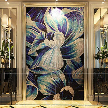 Custom Hand craft flower art glass mosaic murals D2007 photo