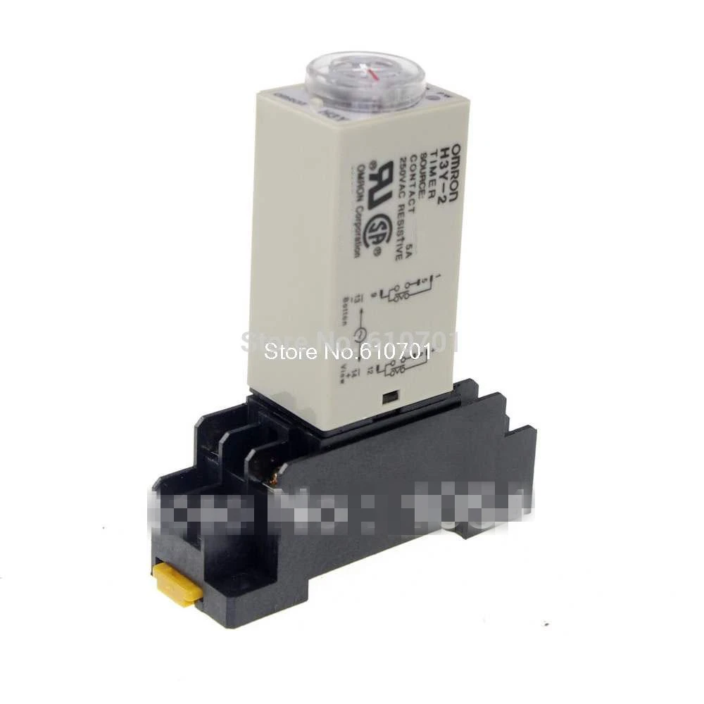 DC 12V/24V AC 24V/110V/220V H3Y-2 Power On Time Delay Relay Timer 0.2-5S DPDT 8Pins&Socket 5A DC 12V/24V AC 24V/110V/220V H3Y-2 Power On Time Delay Relay Timer 0.2-5S DPDT 8Pins&Socket 5A