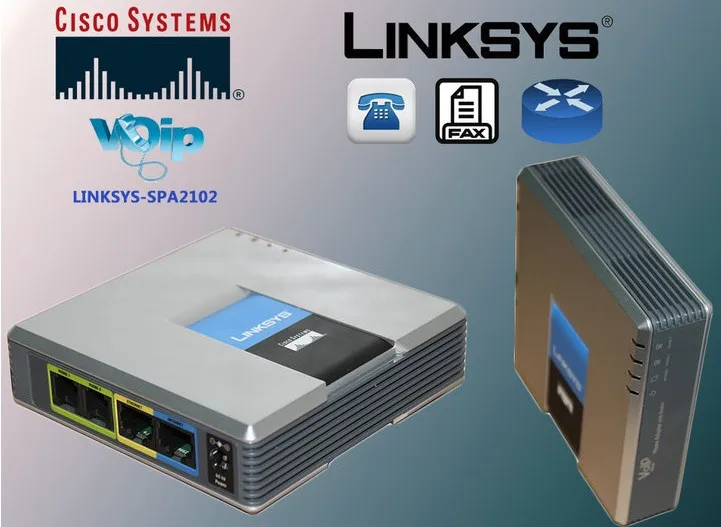 Бесплатная доставка Оригинальный разблокированный VoIP адаптер Linksys SPA2102 с