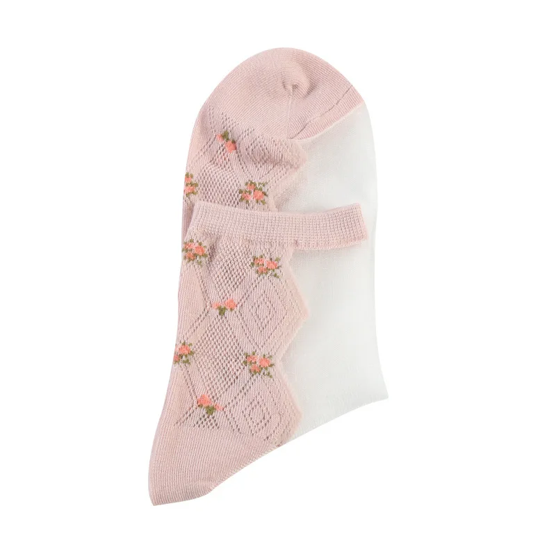 Новинка весны Harajuku сладкий цветочный карамельный цвет хлопок стекло женские носки Femme ультра тонкие цветы прозрачные Meias носки для женщин