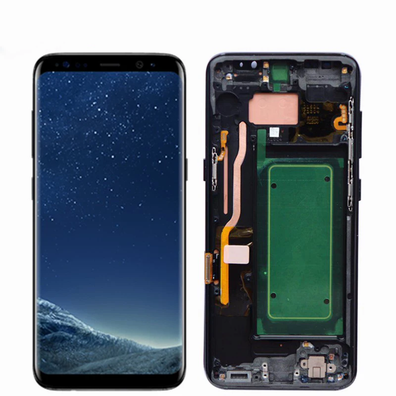 Супер Amoled lcd для samsung S8 G950F G950U G950W дисплей с кодирующий преобразователь сенсорного экрана в сборе Замена с рамкой