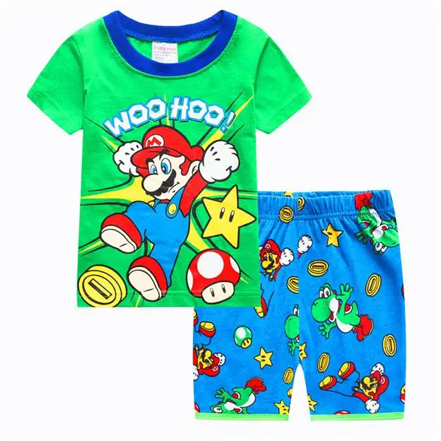 baby kids Pajamas Set summer children Short Sleeve cotton sleepwear Boys Cartoon pyjamas girls cute home clothing Nightwear ds43 - Цвет: color at picture