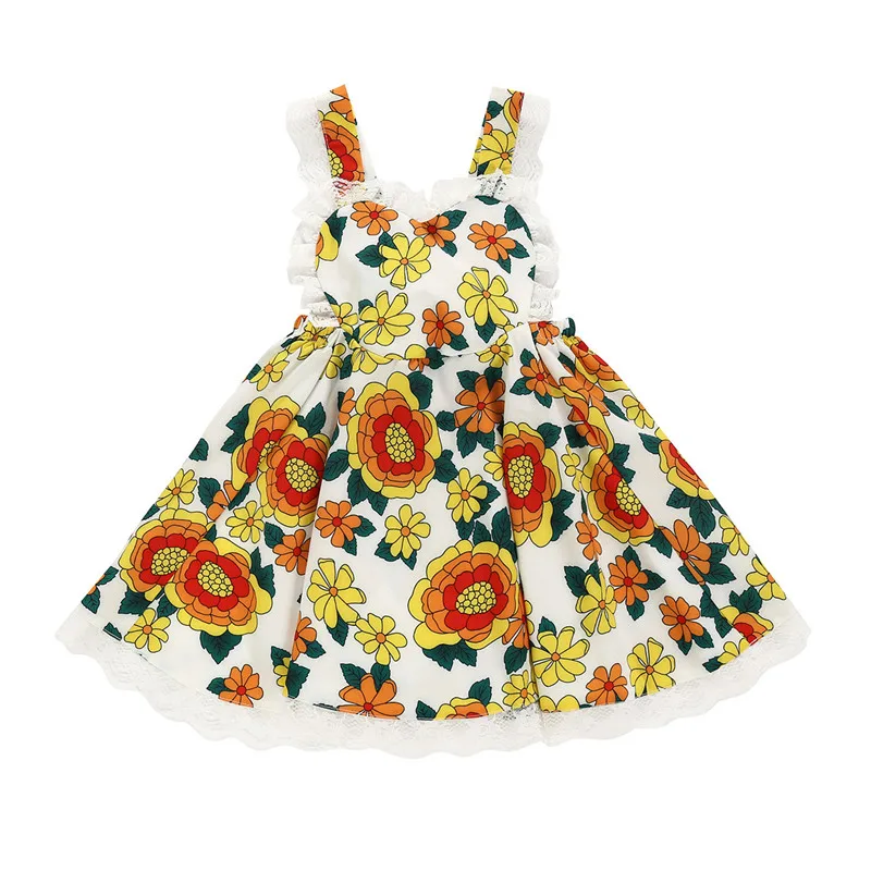 

Toddler Girls Princess Dress 2019 New Fashion Summer Cotton Sleeveless Sunflower Lace Sling Dress 1-5Yrs Kids Clothes Ball Gown