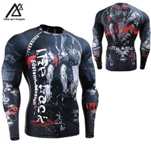 Мужская рубашка, компрессионные колготки для спортзала, бега, ММА, базовый слой, Лидер продаж, тренировочная одежда для мужчин, Майки для велоспорта