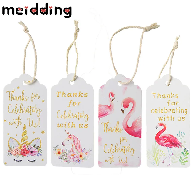 

MEIDDING 20pcs Unicorn Flamingo Gift Box Label Tags Packaging Paper Card Hang Tag Birthday Wedding Party Decoration Accessory