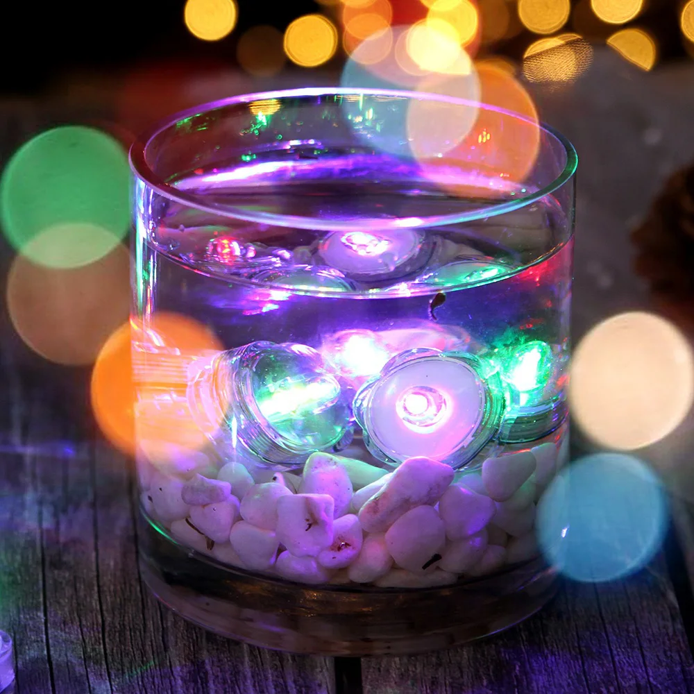 12 шт./партия Водонепроницаемый светодиодный светильник для чая, имитация свечей, Свадебный Погружной подводный чайный светильник для рождественской свадебной вечеринки, Декор