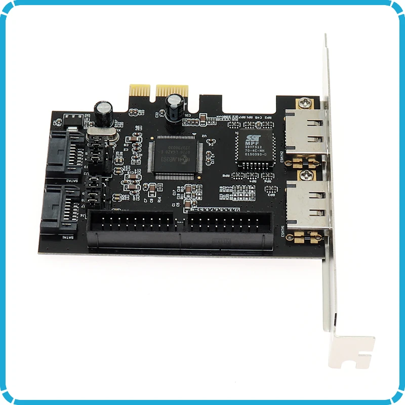 Combo SATA 2,0+ IDE+ eSATA PCI-e PCI express RAID-контроллер карты 1 Порты и разъёмы IDE+ 2 Порты и разъёмы SATA+ 2 Порты и разъёмы eSATA расширения адаптера