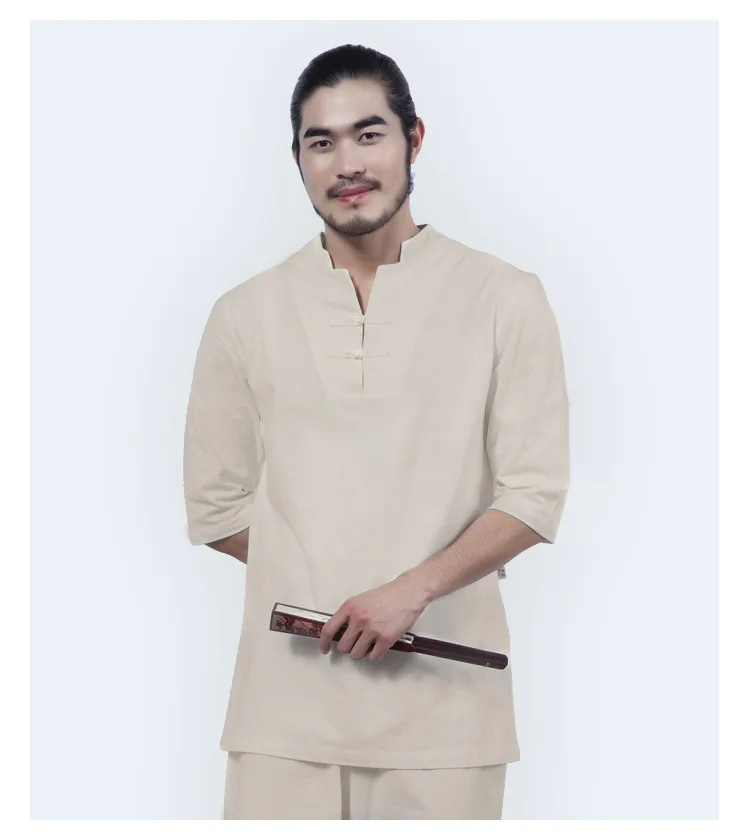 Для мужчин Йога Комплекты одежды хлопок медитации Костюмы рубашка и брюки 2 шт./компл. китайское платье
