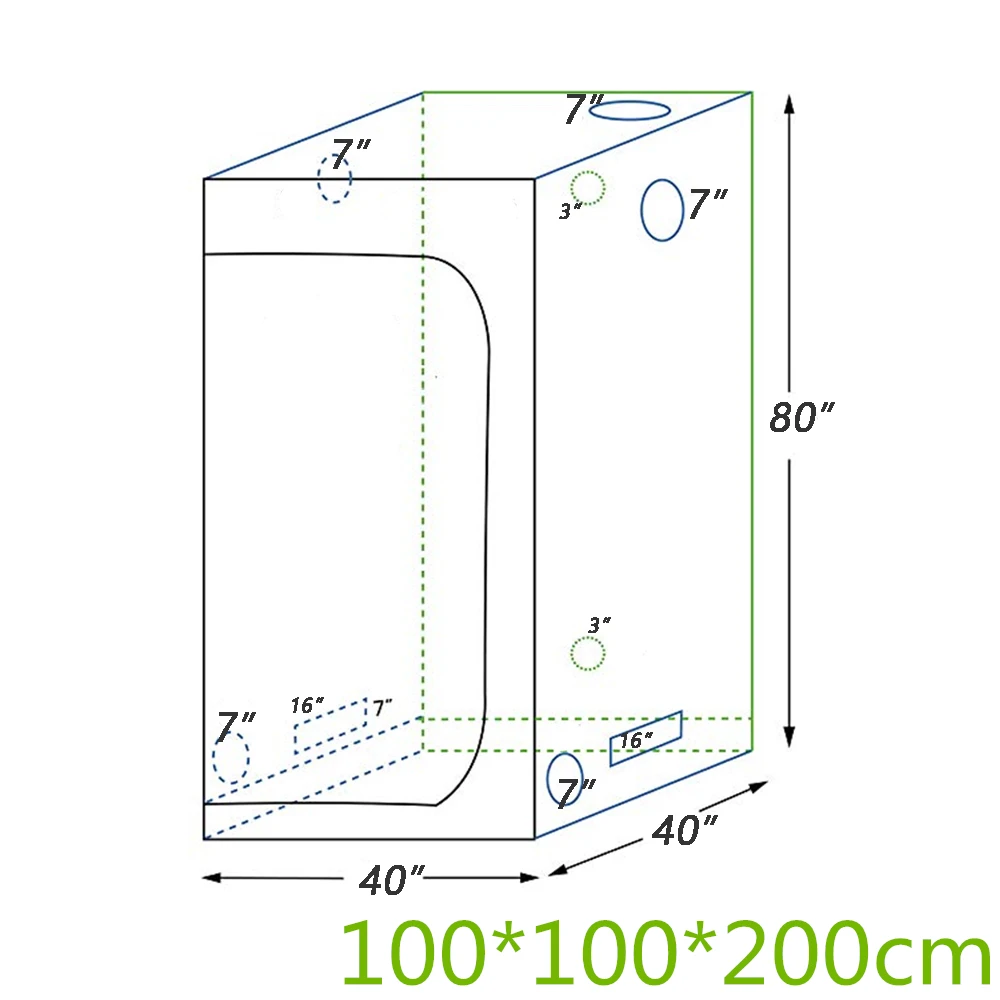 Палатка для выращивания в помещении, гидропонная теплица, 100*100*200 см, комнатная коробка для выращивания растений, светоотражающие майларовые нетоксичные теплицы для сада