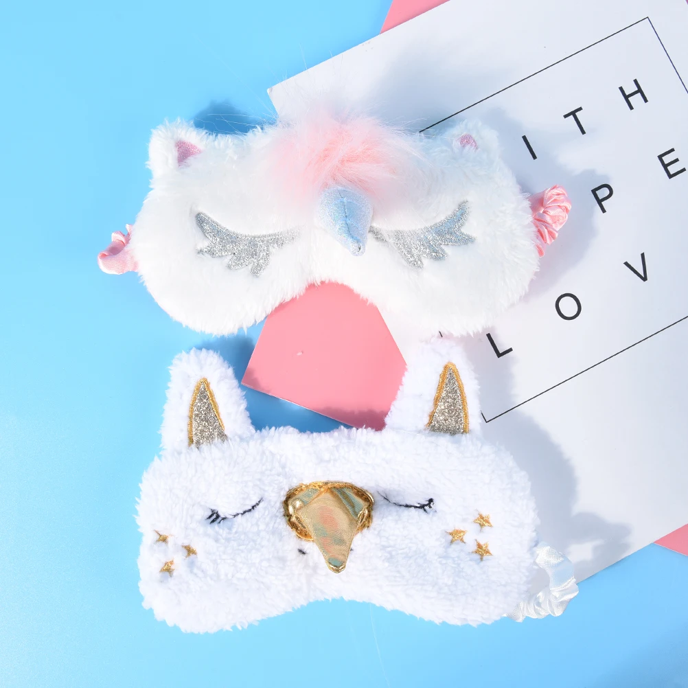 

20cm Funny Creative 3D Unicorn Mask Eye Shade Light Cover for Girl Kid Teen Blindfold Fashion Cartoon Sleeping Mask Plush Animal
