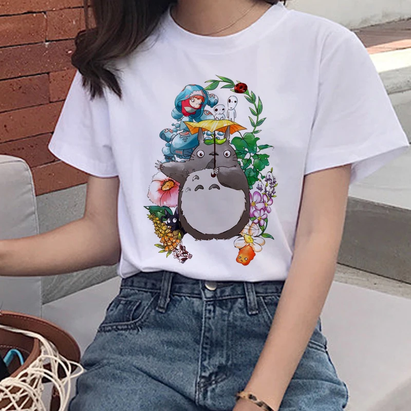 Totoro Harajuku Kawaii футболка Женская Studio Ghibli Ullzang забавная с мультяшным принтом 90s Graphic