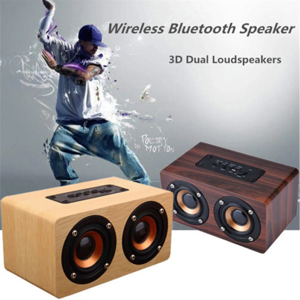 Большая мощность Bluetooth динамик 10 Вт Выход ретро дерево беспроводной Bluetooth динамик мини 3D двойной громкий динамик s USB 21,4# T08