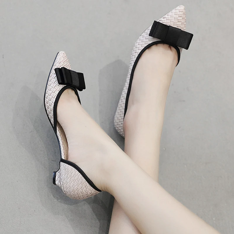 

HEEGRAND 2019 Summer Low Heels Women Riband Pumps Platform Slip On Shallow Pointed Toe Solid Ladies Fashion Casual Shoes XWD7607