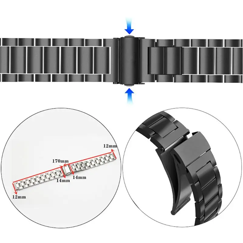 Quick Release Soild Stainless Steel Wrist Band Watch Strap Bracelet Replacement for Huawei Band 3/3 Pro Smart Watch Accessories