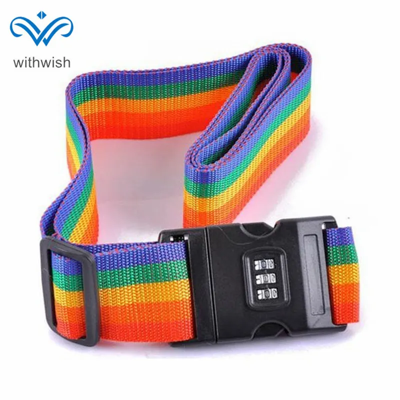 Travel Luggage Straps With Lock 3 Digits Password Rainbow Bundling Belt