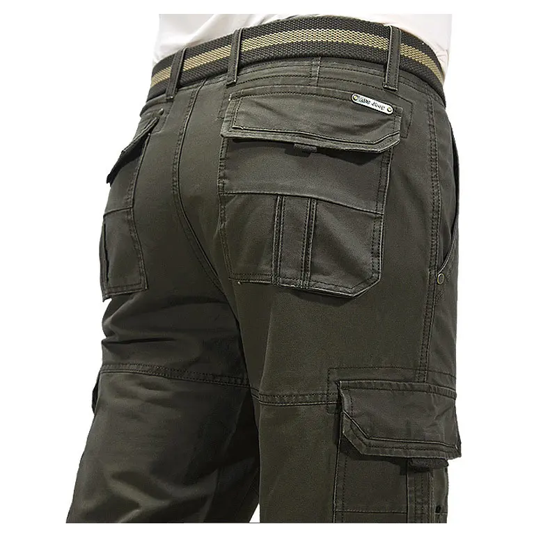 Mwxsd бренд для мужчин's повседневное хлопок Мужские штаны военного образца мульти карман комбинезоны брюки армии Брюки для девочек высокое качество - Цвет: green 2