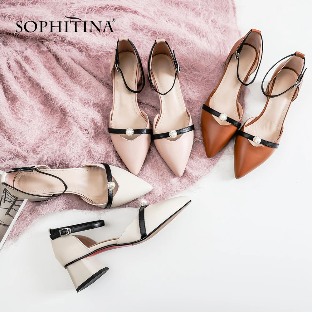 

SOPHITINA Fashion Mixed Colors Ladies Sandals Basic Dress Cover Heel Buckle Strap Shoes Concise Strange Style Women Sandals SO38