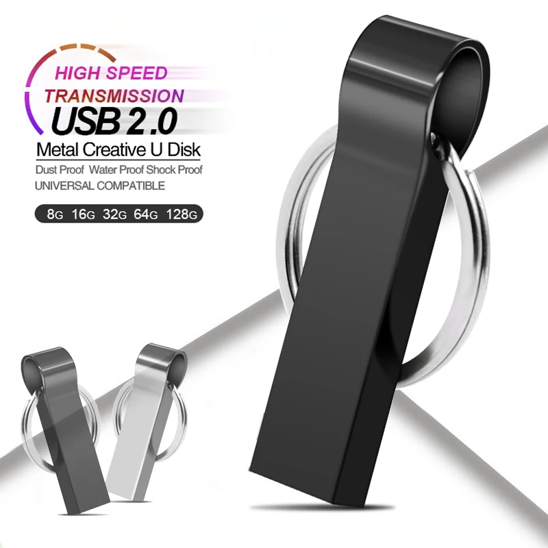 USB флэш-накопитель 2 0 серебристый металлический Флешка 128 Гб 64 ГБ 32 16 8 4 мини-usb