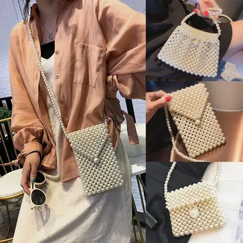 

Bag Tote Pearl Shoulder Purse Handbag Women Evening Clutch Elegant Luxury White