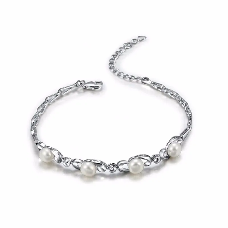 Sterling Silver  Fshion  Bracelets with High Luster almost no blemished Freshwater Pearl and Shining Cz sl2030 2