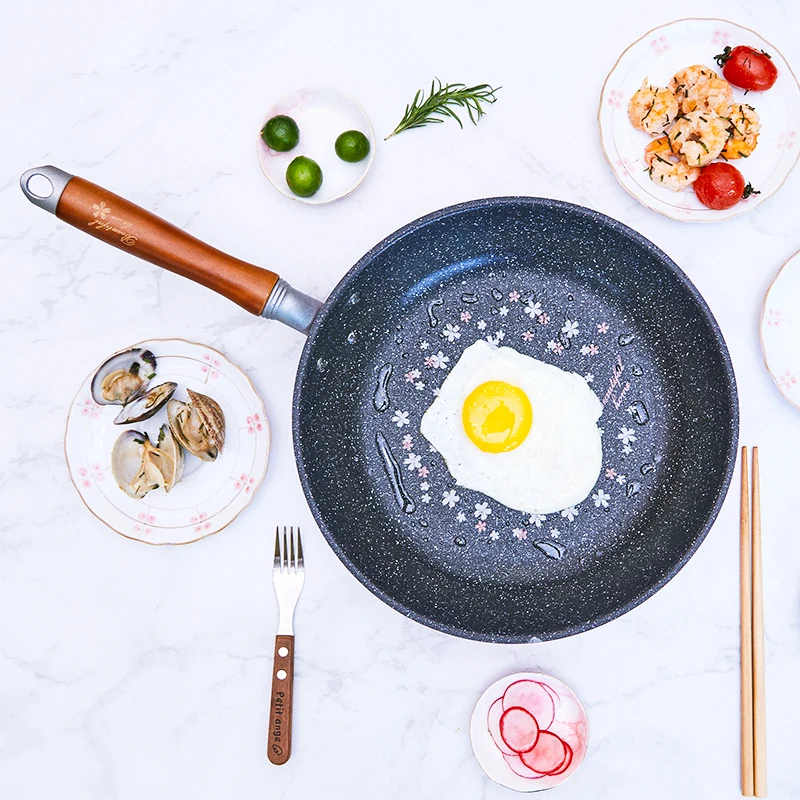 Justcook 26 Cm Japanese Frying Pans No Oilsmoke Vintage Nonstick Grill Pans With Cherry