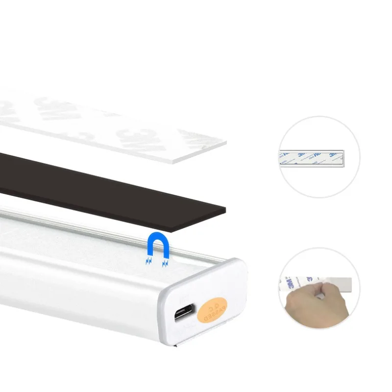 

6000K-6500K White 5W USB Rechargeable Closet Light Automatic Sensor Aluminum Cabinet Light Motion Detector Wall Lamp