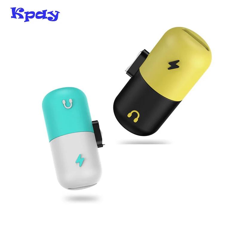 

Audio Charge Adapter for iPhone 7 8 Plus X Charge Charger Charging Adapter Double Dual Jack Adapter Capsule Design