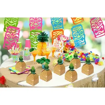 

24pcs Pineapple Favor Boxes 3D Large Pineapple Gift Boxes Tropical Hawaiian Luau BBQ Summer Beach Pool Fruit Party Decorations