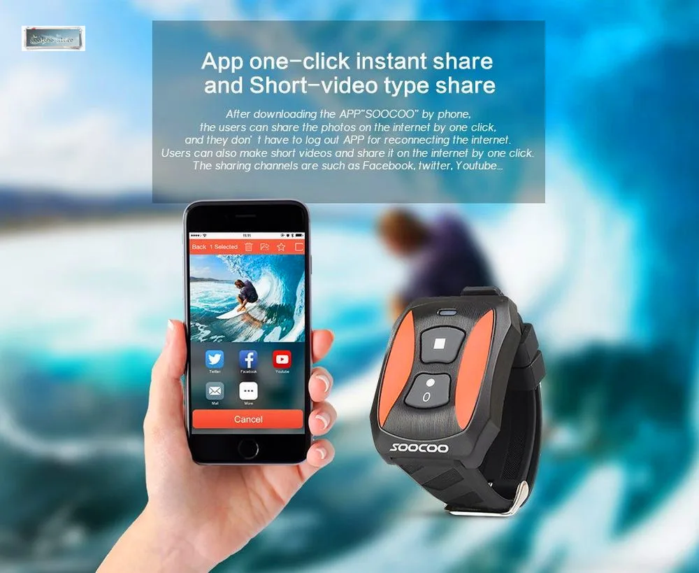 SOOCOO S60 WiFi 1080P спортивная экшн видеокамера 170 градусов широкоугольная камера +