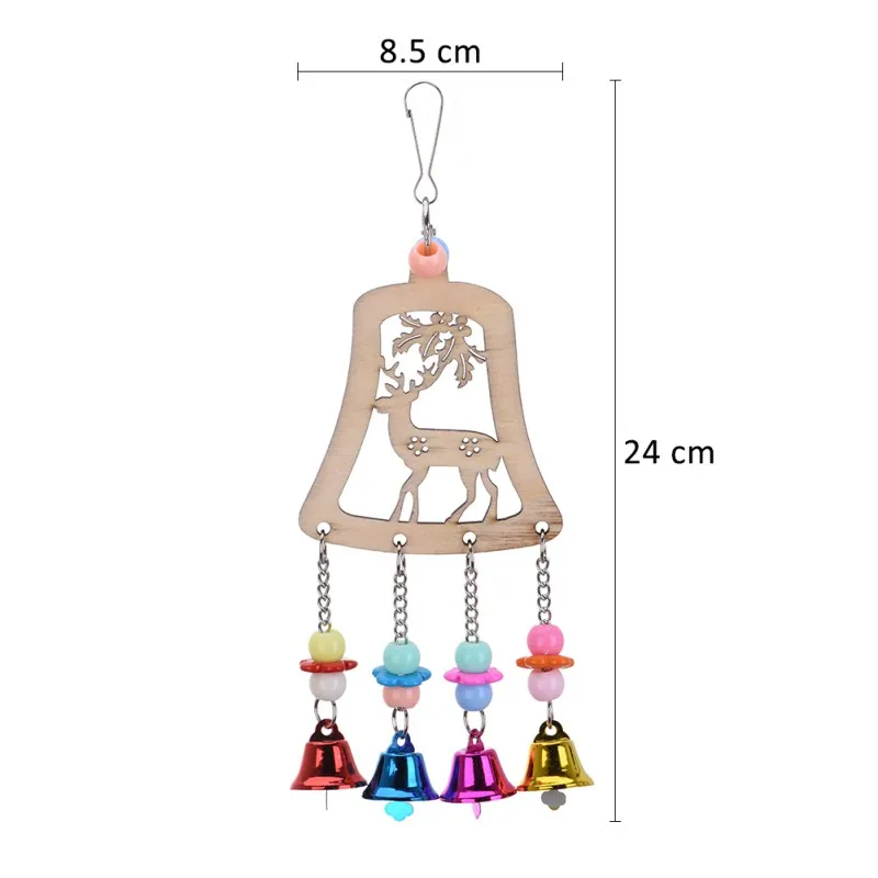 Рождественский олень колокола птицу попугай игрушки укусить восхождение игрушка, Игрушки для птиц с золотыми колокольчиками для попугаев
