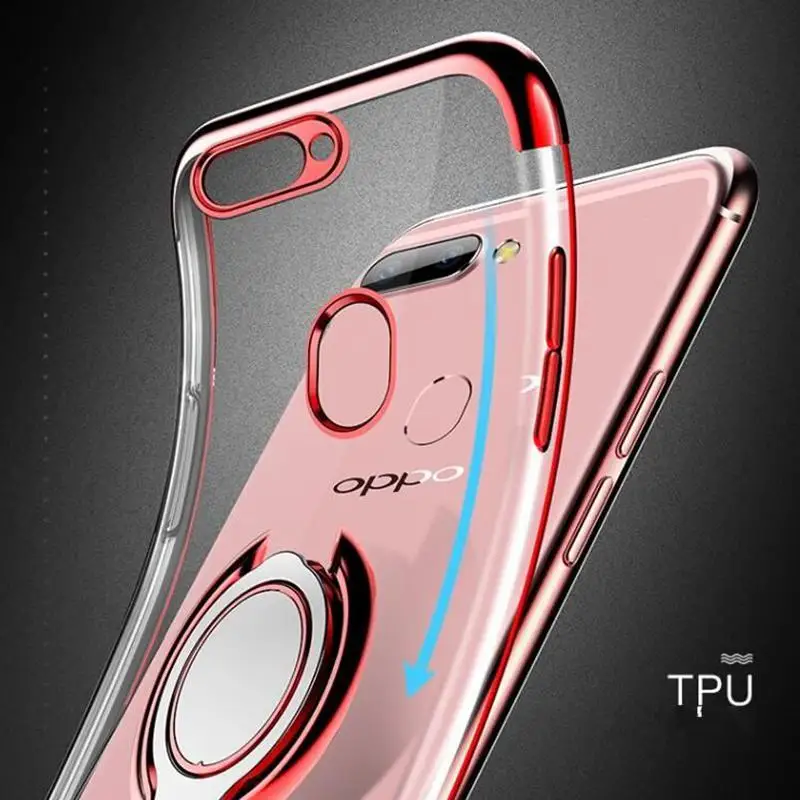 Магнитный чехол с металлическим кольцом для OPPO R17 pro R9 R9s R11 R11s plus прозрачный