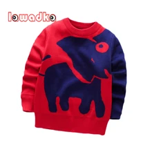 Lawadka/зимняя детская одежда для мальчиков, пуловер детская одежда для мальчиков вязаные свитера Верхняя одежда со слоником и круглым вырезом для детей