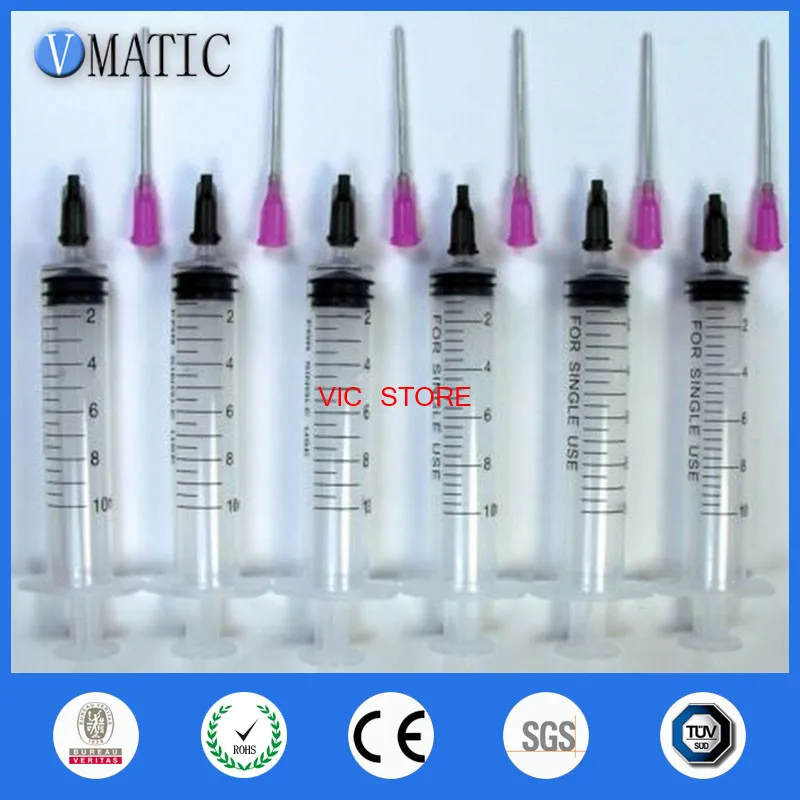 

Free Shipping Non Sterilized 6 Syringes 10ml 10cc With Caps/Stopper & Glue Dispensing Adhesives Needle 1 Inch