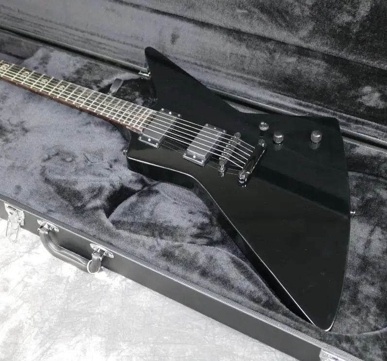 

ESPS Explorer Electric Guitar BLack Color Ebony Fingerboard Snake Inlay Black Hardware EMG Pickups
