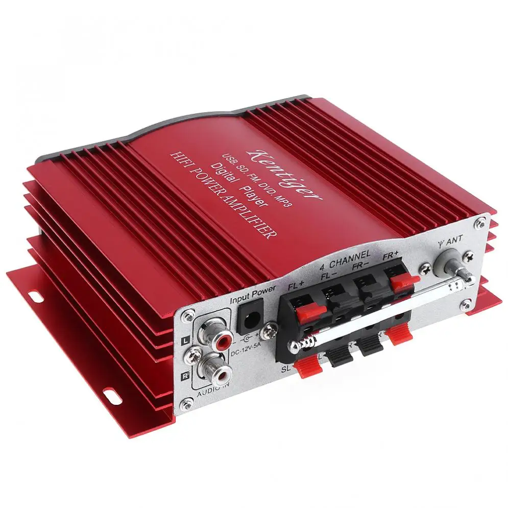 12V Hi-Fi Digital LED Display 2 Channels Car Stereo Amplifier FM Radio Player Support USB / SD / FM MMC DVD MP3 Input