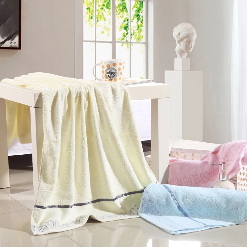 Fashion Cotton Towels Suit 2pcs Towel 1pcs Bath Towel set Good Quality Soft and Comfortable 34*75cm 70*140cm pink sky blue Beige