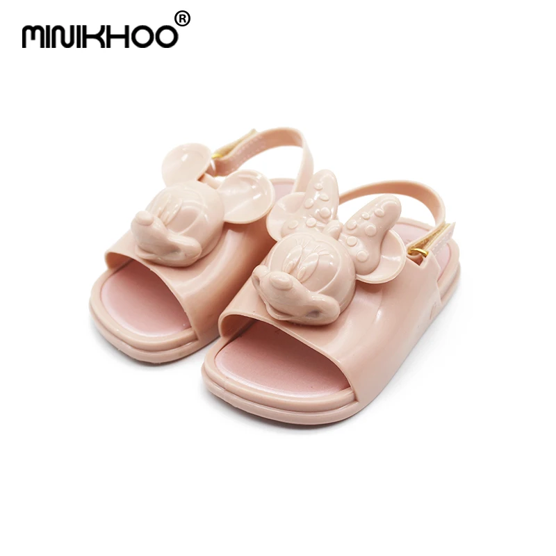 baratas Mini Melissa 2018 3D Mickey Minnie Sandálias Melissa Jelly Sapatos Sandálias Meninas Conforto Macio Da Criança Menina Sandálias Sandálias de Praia