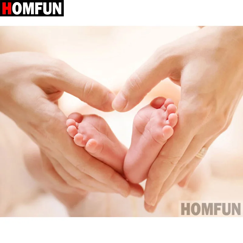 Алмазная живопись HOMFUN A08667 картина Детские ступни с полными квадратными/круглыми