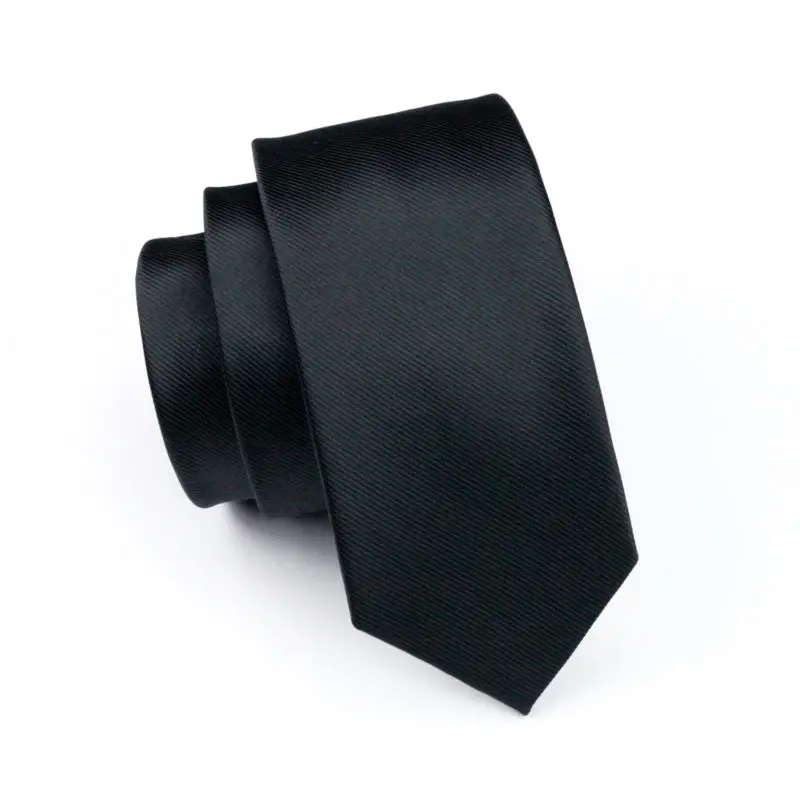 LS-840, мужской галстук, черный, Одноцветный, шелк, классический, Barry.Wang, галстук+ носовой платок+ запонки, набор для мужчин, официальный, для свадьбы, вечеринки