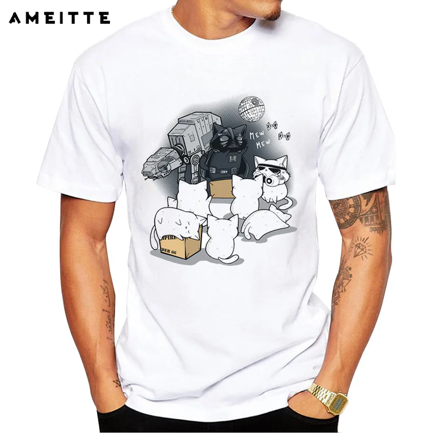 

Fashion Kitten Wars Design T-shirt Hipster Star Wars Tops Kawaii Cat Printed t shirts High Quality Cool Tee shirts Clothes