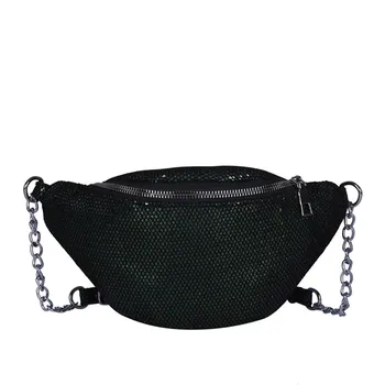 

Unisex Casual Chain Mesh Fanny Pack Waist Bag Casual Women Man Walking Band belt Multi-function Waist Chest Bag Purse #40