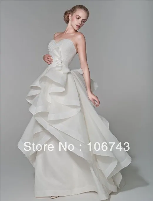 

free shipping 2013 new style best seiier Sexy bride wedding Custom size bow tiered princess sweetheart bridesmaid dress