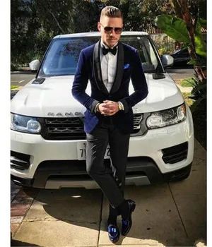 

Business Suit Groom Tuxedos Navy Blue Slim Fit for Men Wedding Suit 2 Pcs(Jacket+Pants ) Blazer Men Suit Single Breasted
