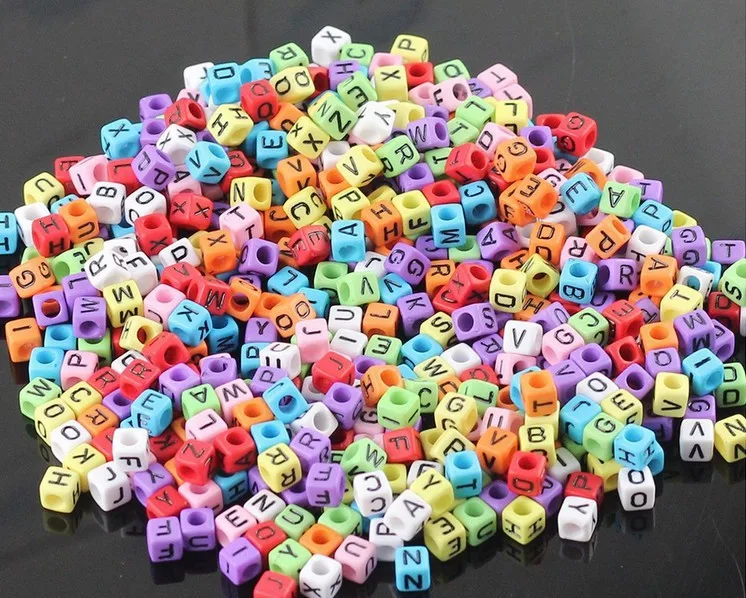 Смешанные Буквы, разноцветные 6 мм 144 шт./партия резинки, сделай сам, силиконовые браслеты, бусины-кубики с буквами, подвески, браслеты с подвесками