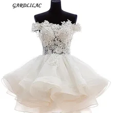 Горячая Распродажа, Короткие мини платья для выпускного вечера, короткие рукава, цветы ручной работы из органзы, Короткие вечерние праздничные платья для выпускного вечера