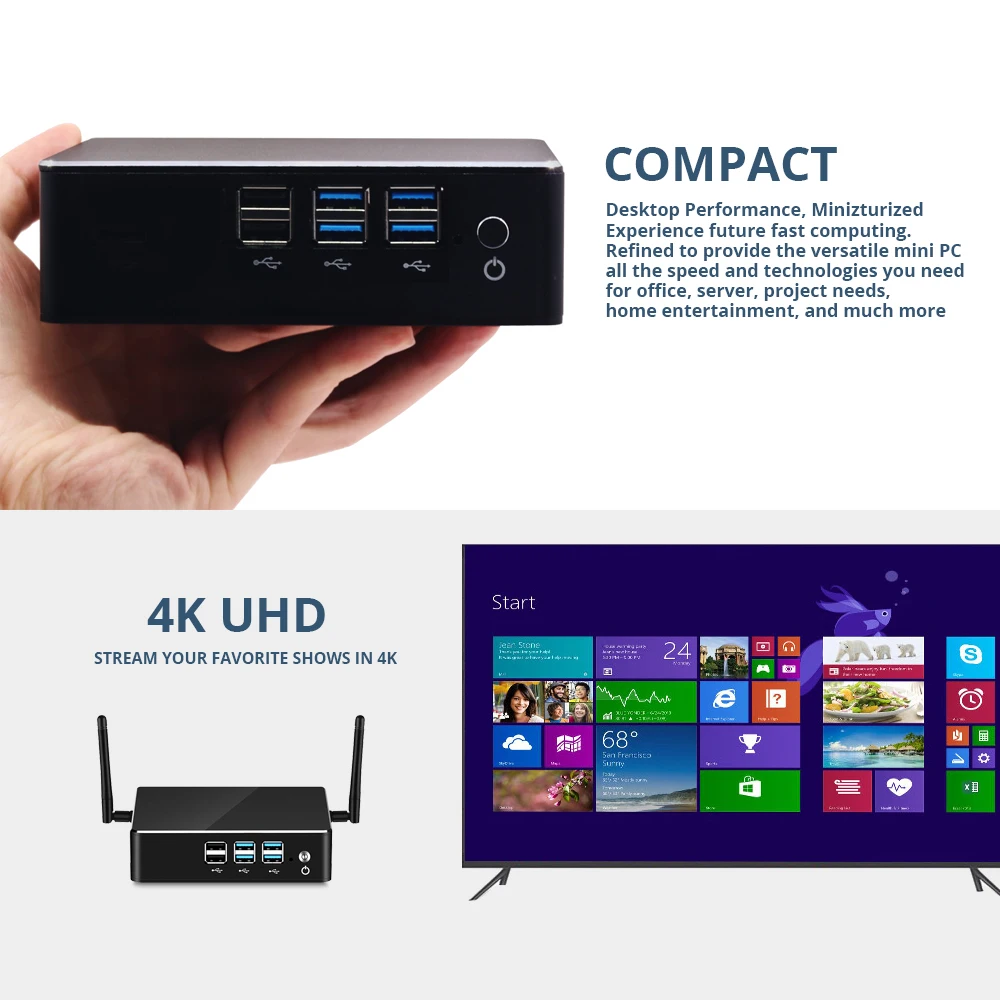 Мини ПК BEEBPC 8 го поколения DDR4 RAM Intel Core i7 8550U Wifi HDMI офисный мини компьютер игровой 4K