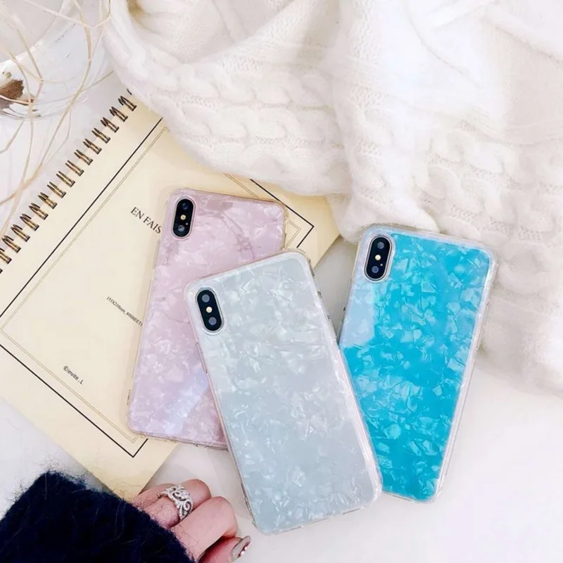

Fashion Dream Shell Pattern Glitter Phone Case For iPhone X 10 7 8 Plus Soft TPU Silicone Back Cover For iPhone 6 6S Plus Coque