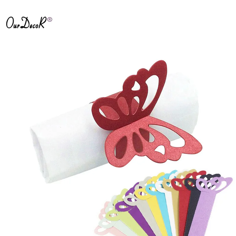 

50pcs/lot Butterfly Paper Napkin Rings for Wedding Decoration Party Supplies Dinner Banquet Table Decoration Accessories