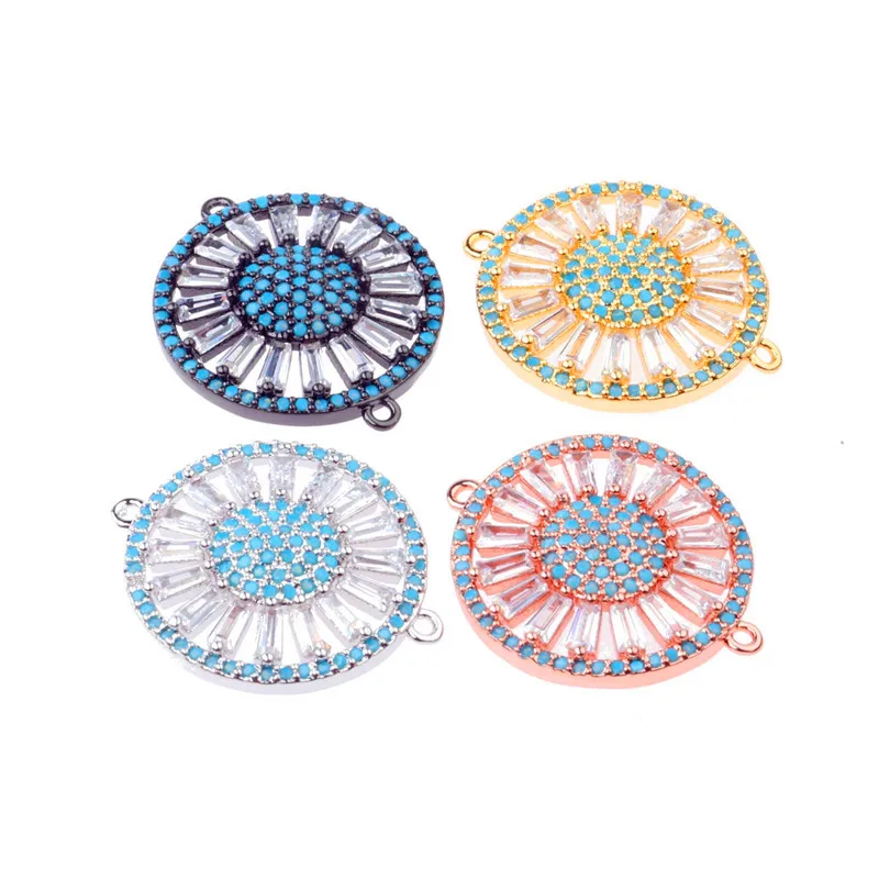 

Evil Eye Charms Micro Pave Turquoises Cubic Zirconia Connector Metal Charms For DIY Jewelry Making Bracelets Bangles Earring
